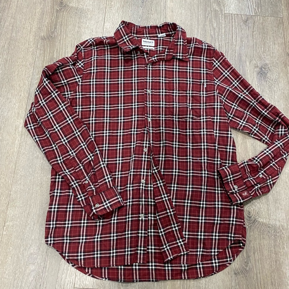 Timberland Red and Black Plaid Shirt